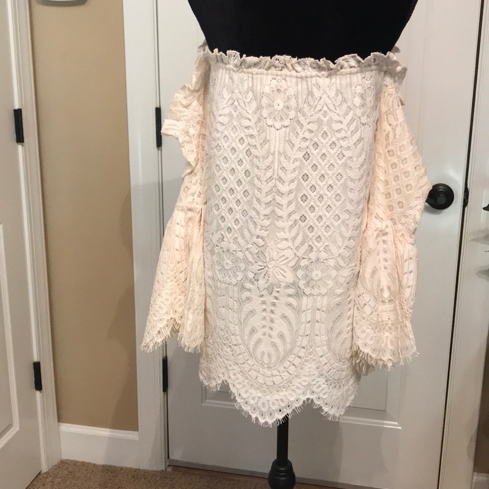 Red Carter Deidra off-the-shoulder Lace Dress - Picture 7 of 8